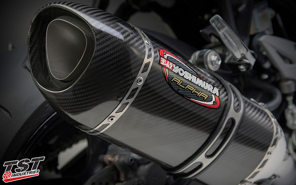 Carbon fiber canister with a carbon fiber exhaust tip.