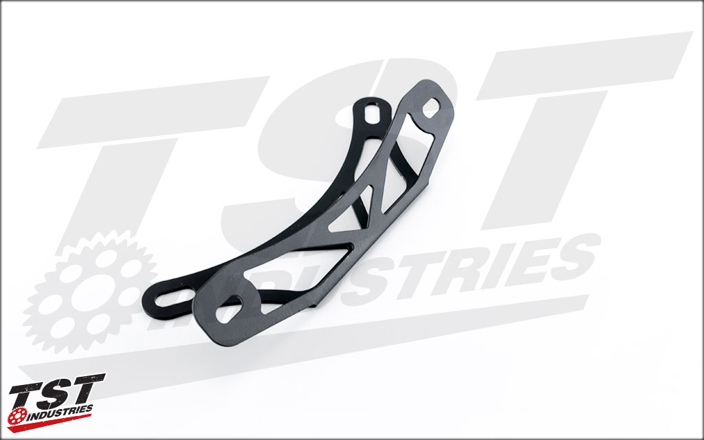 Laser cut steel construction with a black powder coat finish.