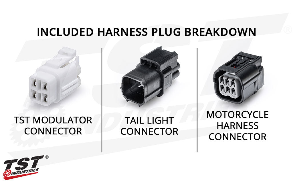 Plug breakdown of the included wire harness.