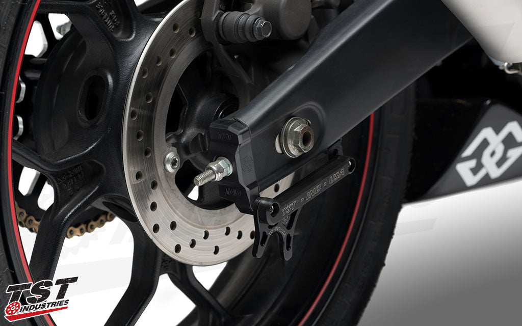 Durable black anodized finish. Shown with optional Delrin Slider Crash Protectors.
