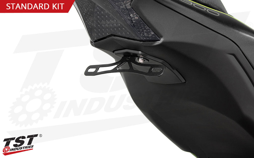 Corrosion resistant stainless steel bracket features a black powder coat finish.