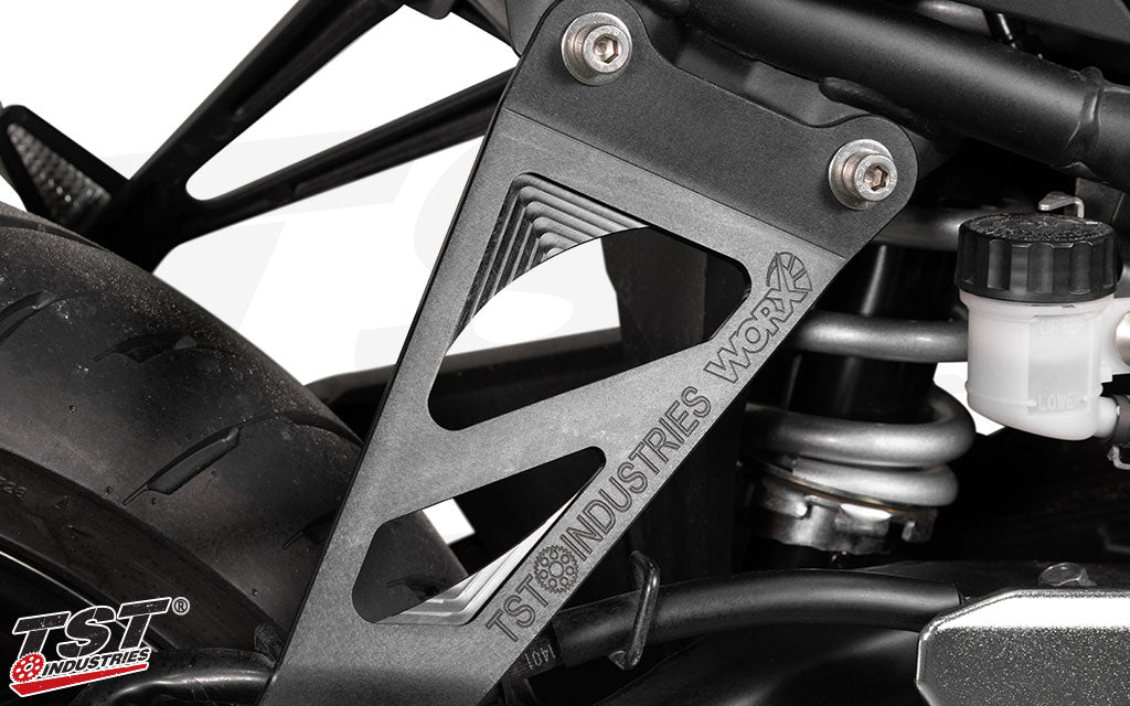 Engraved TST Industries and WORX iconography.