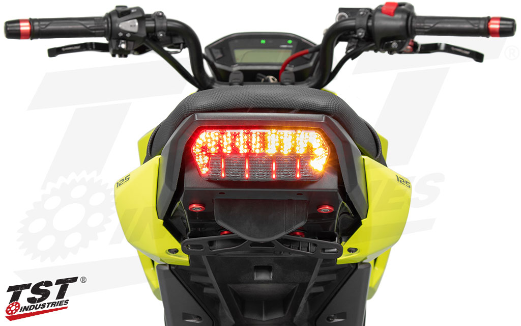 Built-in LED turn signals provide a sleek all-in-one unit.