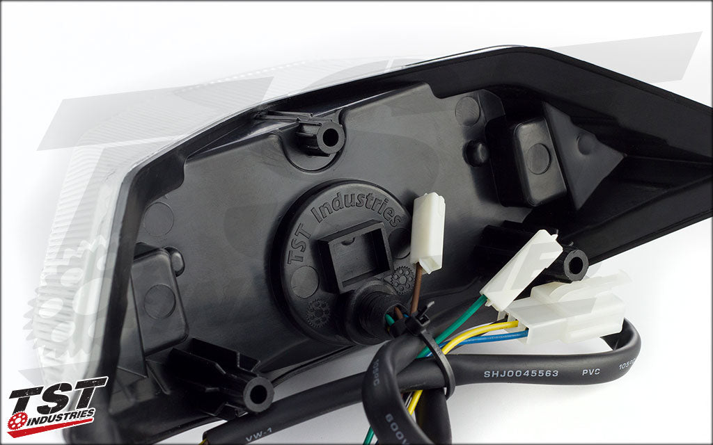 easy to access programmable button on the back of the tail light.