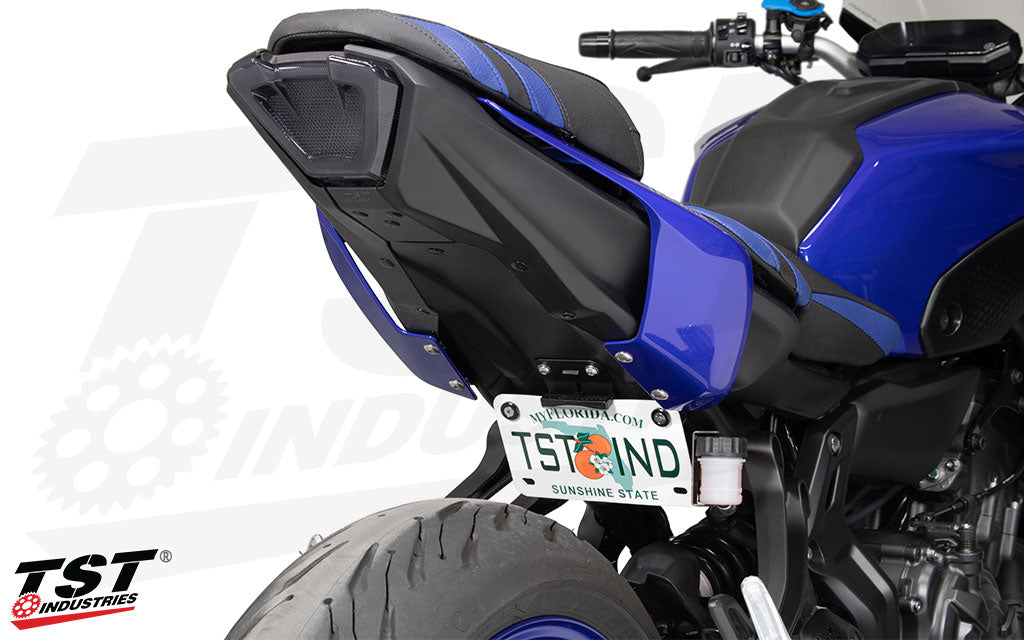Ditch the fender and mount your license plate in a low and tucked position.