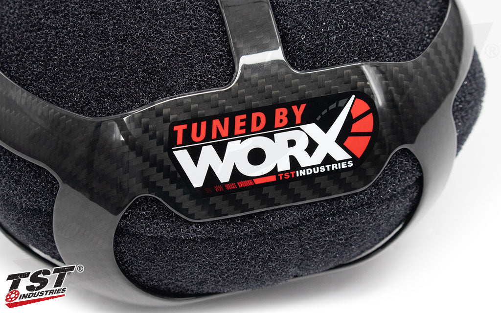Lightweight carbon fiber construction features a UV resistant gloss clear coat.