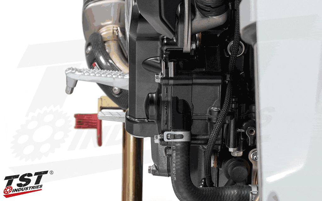 Our TST Water Pump Cover Crash Protector adds a valuable protection to a vulnerable stock component.