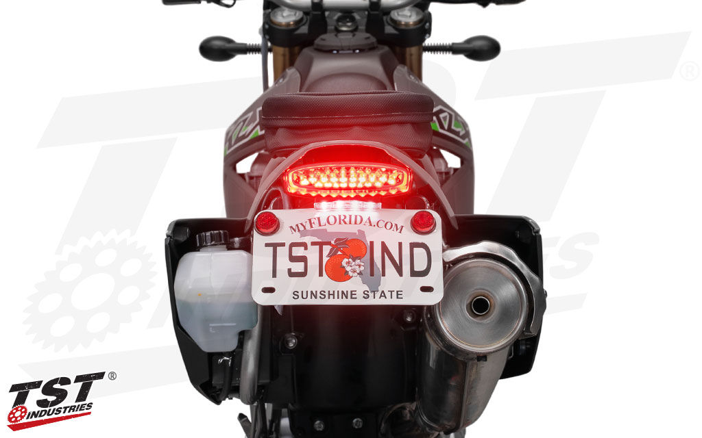 Super-bright LED power on during brake light activation to demand attention.