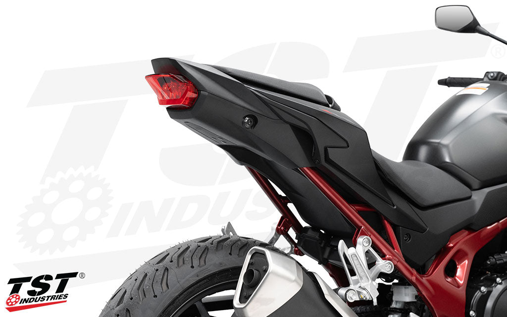 TST Industries Undertail Closeout panel installed on the 2025 Honda CB750 Hornet.
