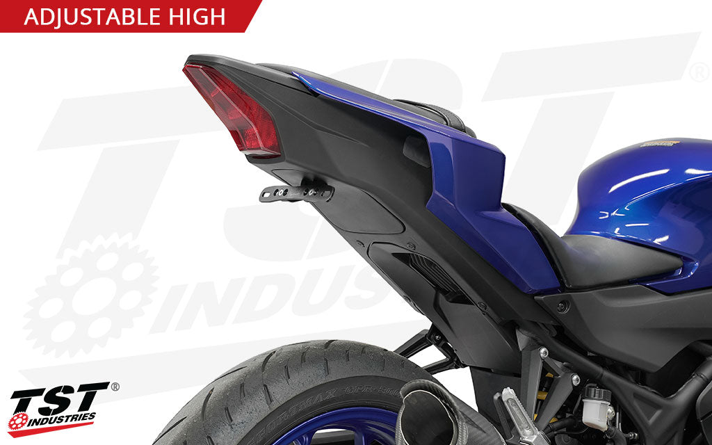 Our adjustable tail tidy features CNC machined aluminum components that feature a durable black anodized finish.