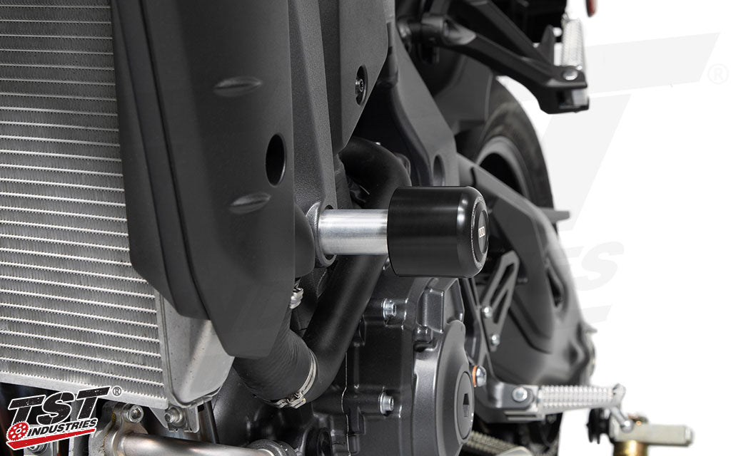 Installs on the frame of the Yamaha MT-10 to add quality crash protection.