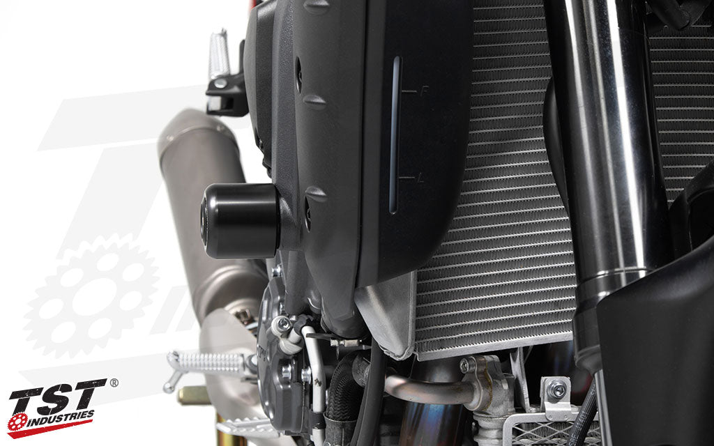 Womet-Tech frame sliders aid in protecting your Yamaha MT-10 from damage during a crash or fall.