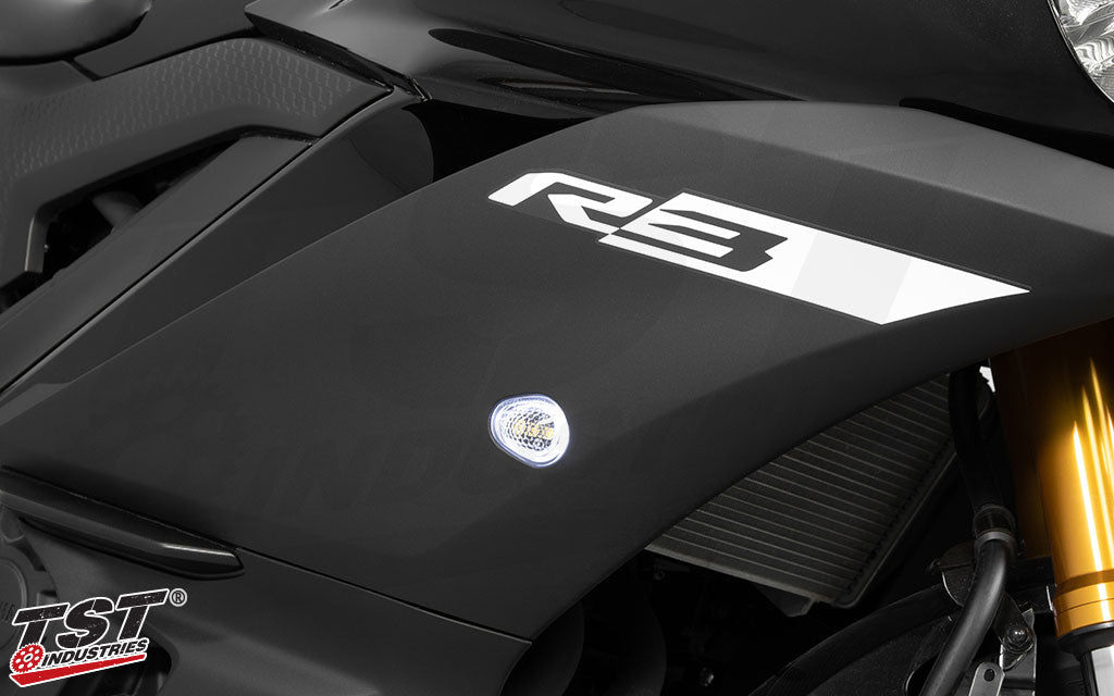 TST HALO-GTR Front LED Flushmount Turn Signals for Yamaha YZF-R3 2015-2024