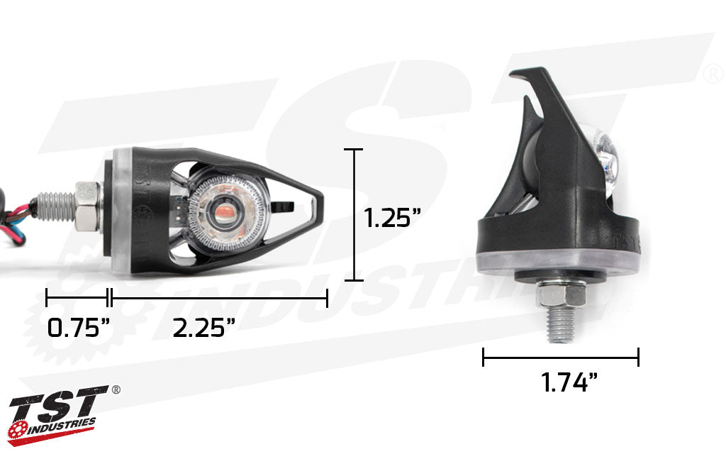 TST MECH-EVO Rear LED Pod Turn Signal Measurements.