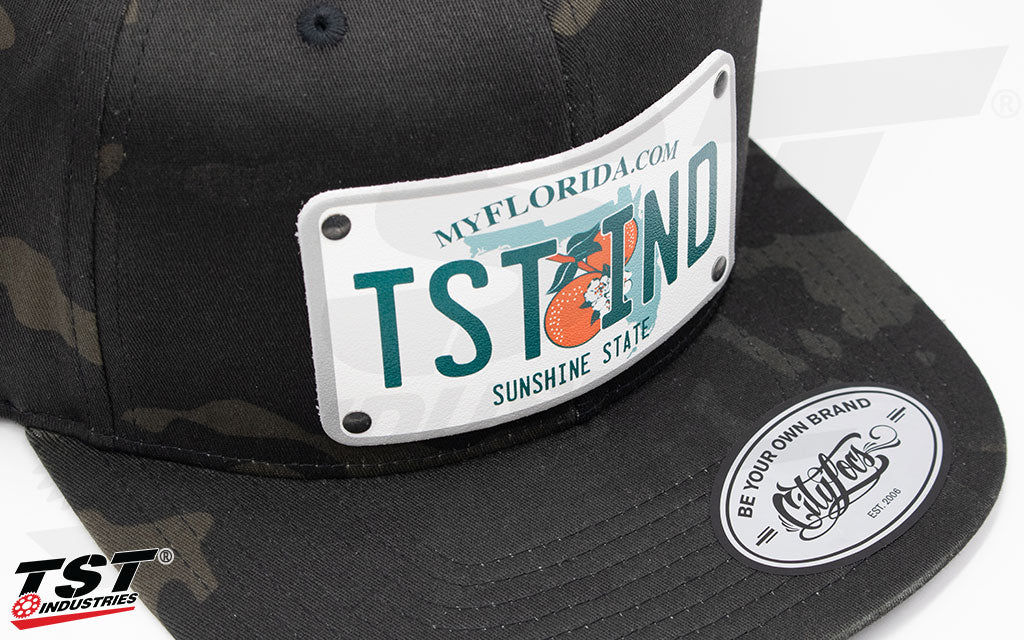 High quality print on white leather.