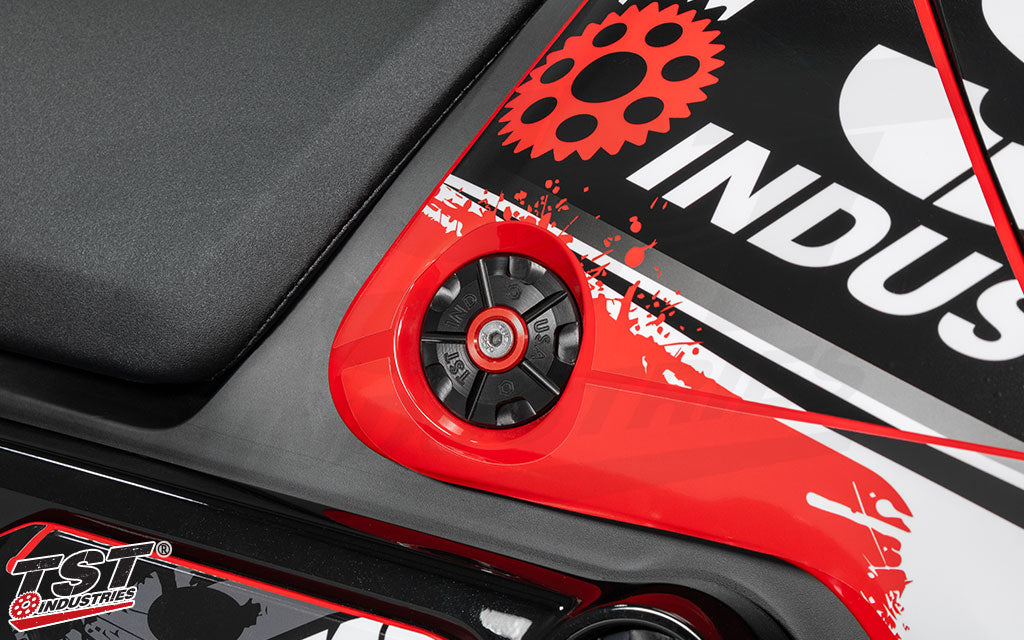 TST Fairing Garnish Washer Set for Honda Grom 2022-2024 - Black Anodized with Red Inner Accent Washer Shown
