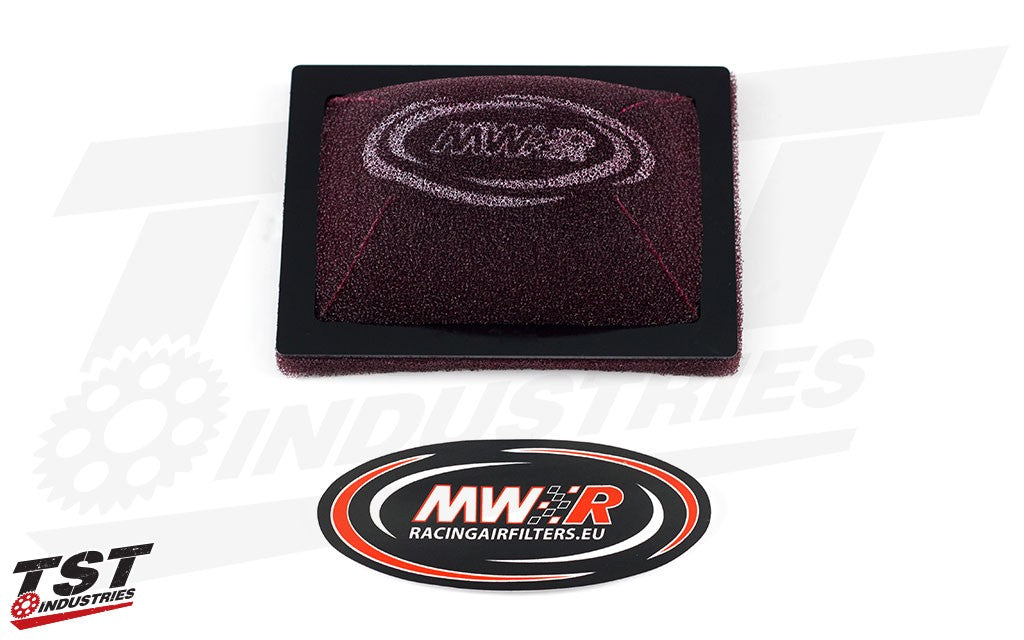 MWR Racing Air Filter for the 2015+ Yamaha YZF-R3 / 2020+ MT-03 (Full Race version shown)