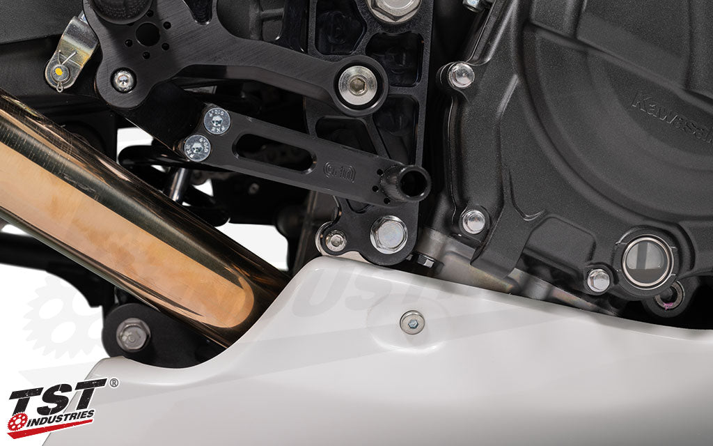 TST WORX Adjustable Rearset Bracket | Kawasaki Ninja 400 & Ninja 500