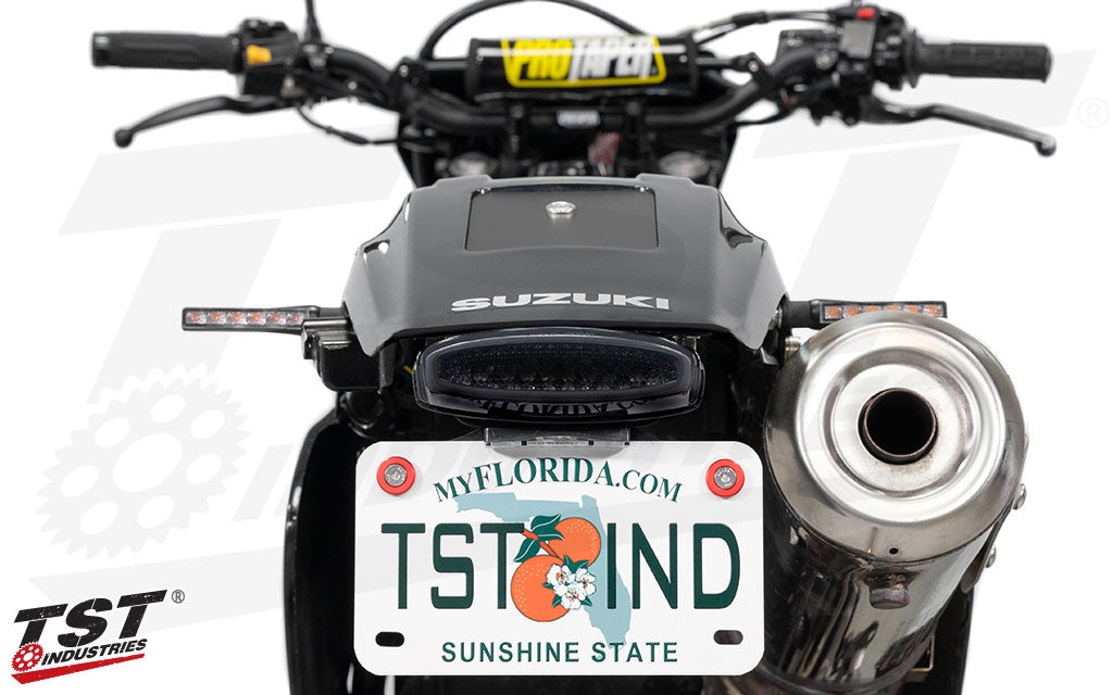 Easily mount aftermarket LED turn signals to the rear of your Suzuki DR650.