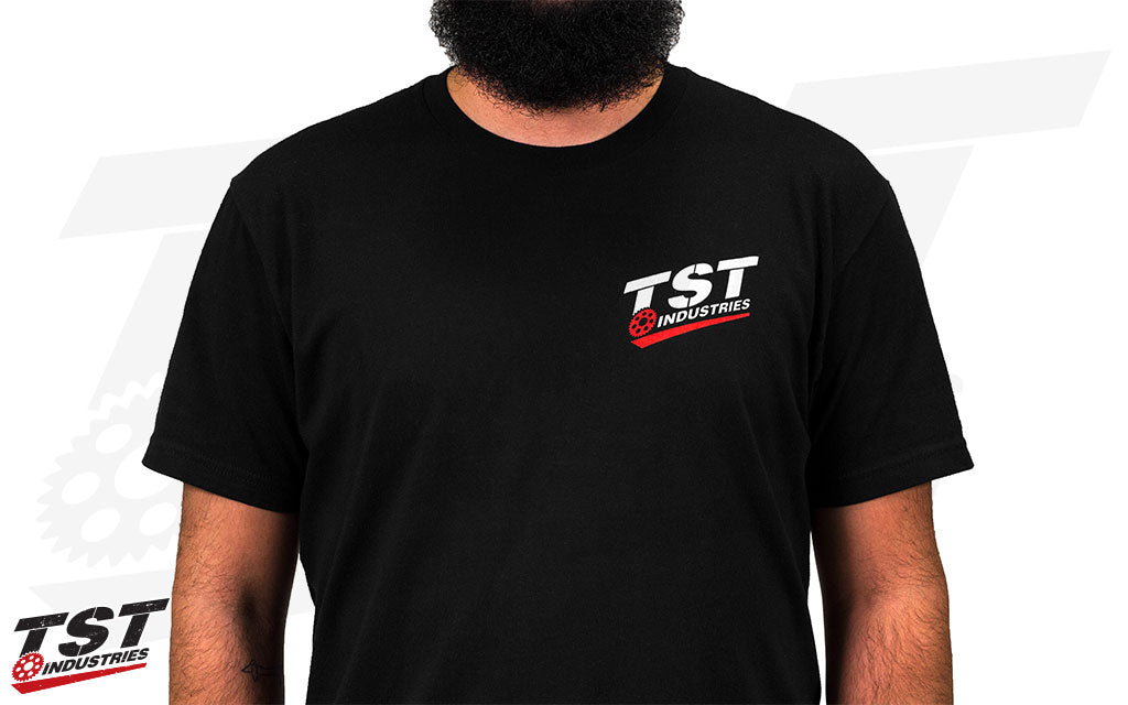 Screen printed on a super soft black shirt. (Beard not included)