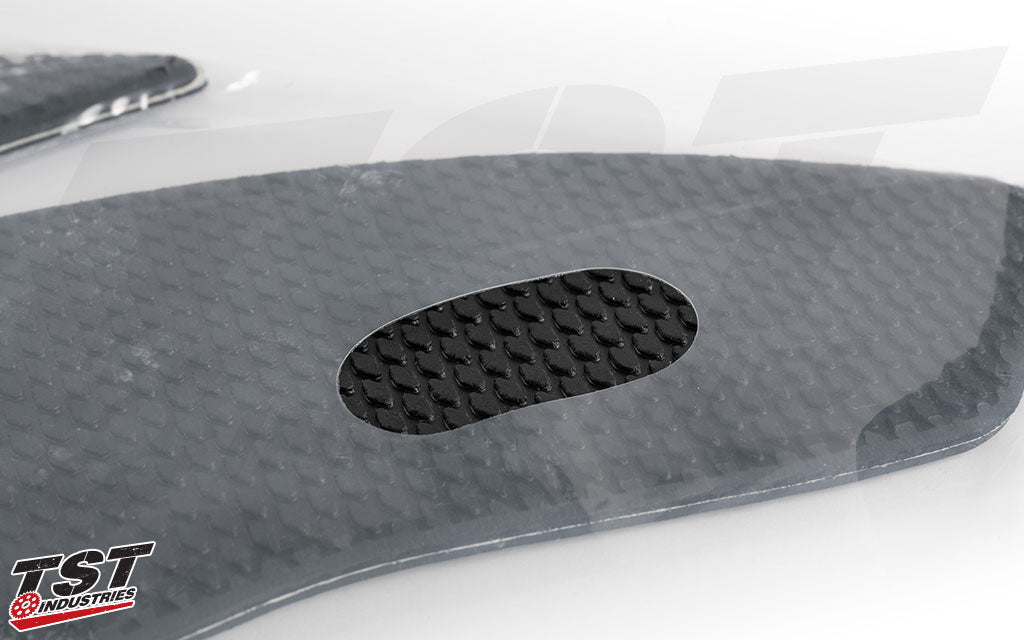 Snake Skin material provides ample grip without damaging leather, jeans, or other riding pants.