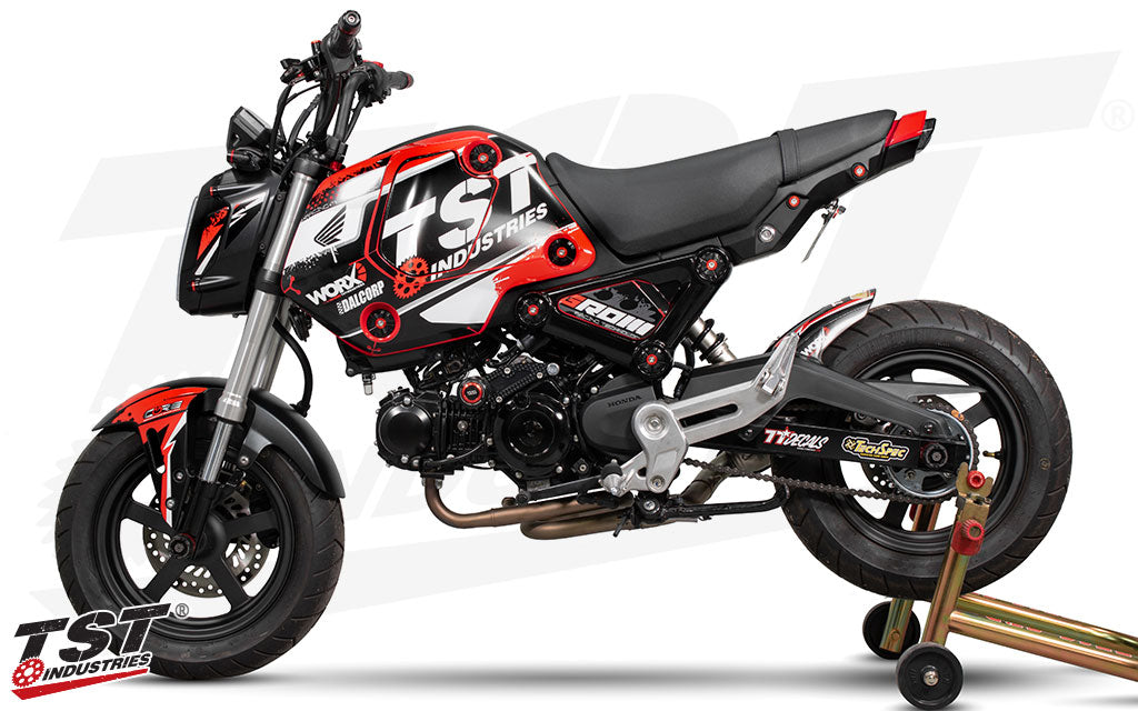 Transform your 2022-2024 Honda Grom with our exclusive TST Industries Livery Decal Kit.