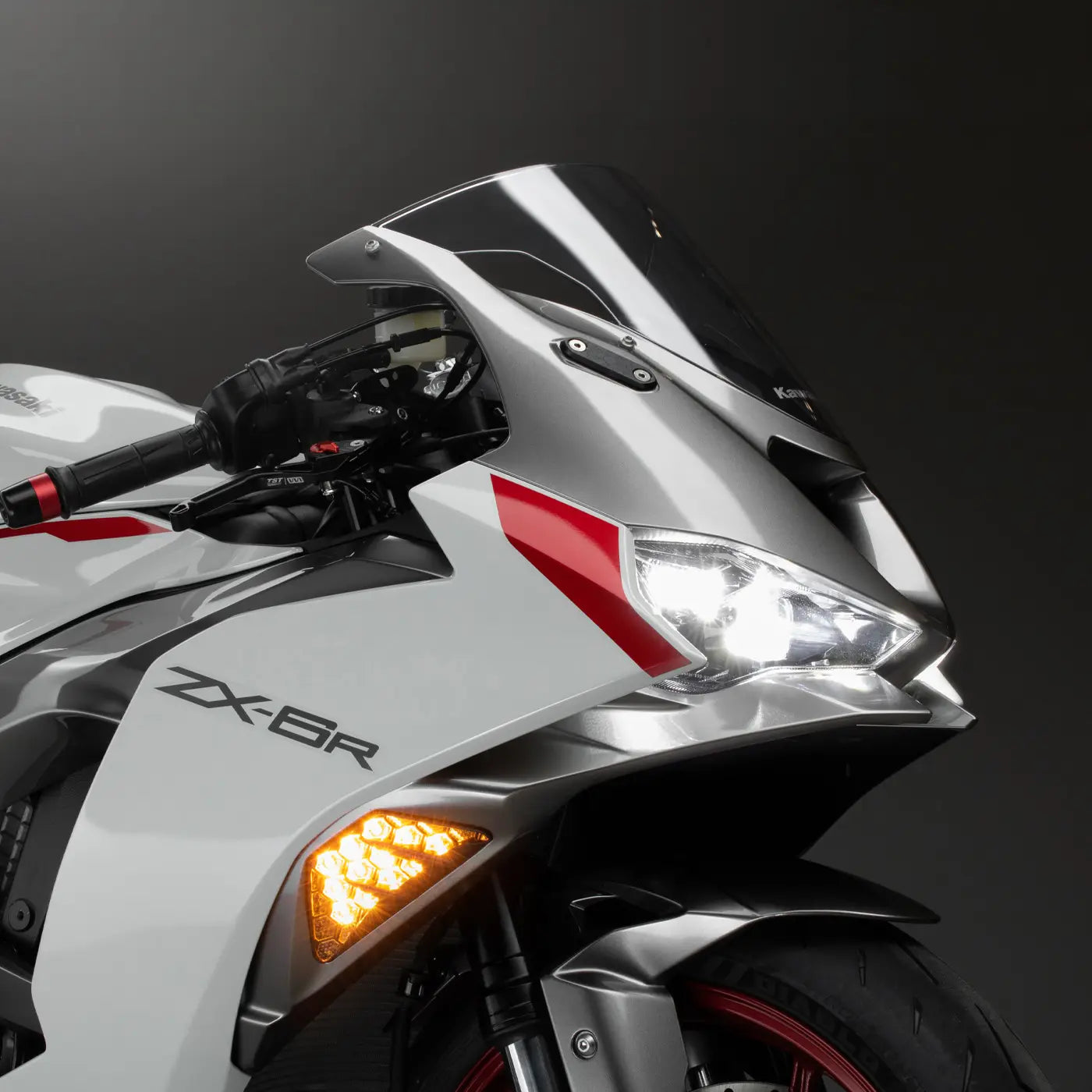2024 Kawasaki Ninja ZX-6R with TST Industries Nexus LED Front Turn Signals installed.