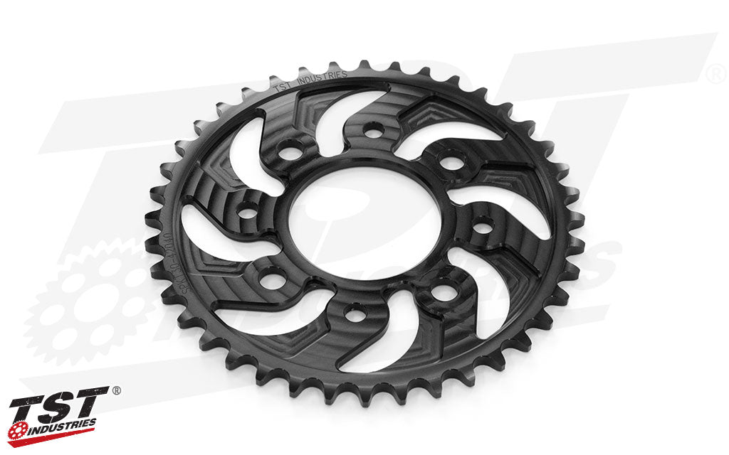 Full sprocket treatment with Type III black anodized hard-coat for long-lasting durability.