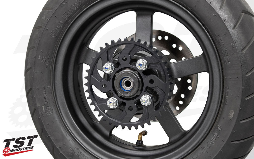 Proprietary matte black anodized finish looks good on every Honda Grom, Monkey, or Super Cub