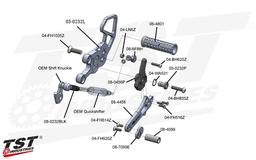 Woodcraft Adjustable Rearsets| Suzuki GSX-8R / GSX-8S