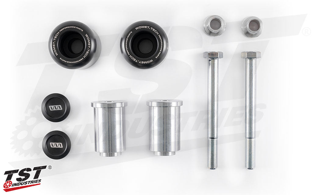 What's Included in the Womet-Tech Frame Sliders for the Yamaha FZ-07 / MT-07 / XSR700 / YZF-R7.