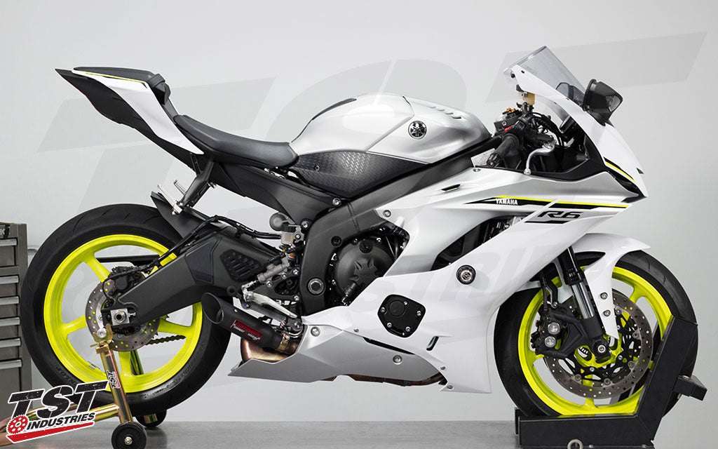 Womet-Tech crash protection installed on the 2017 Yamaha YZF-R6.
