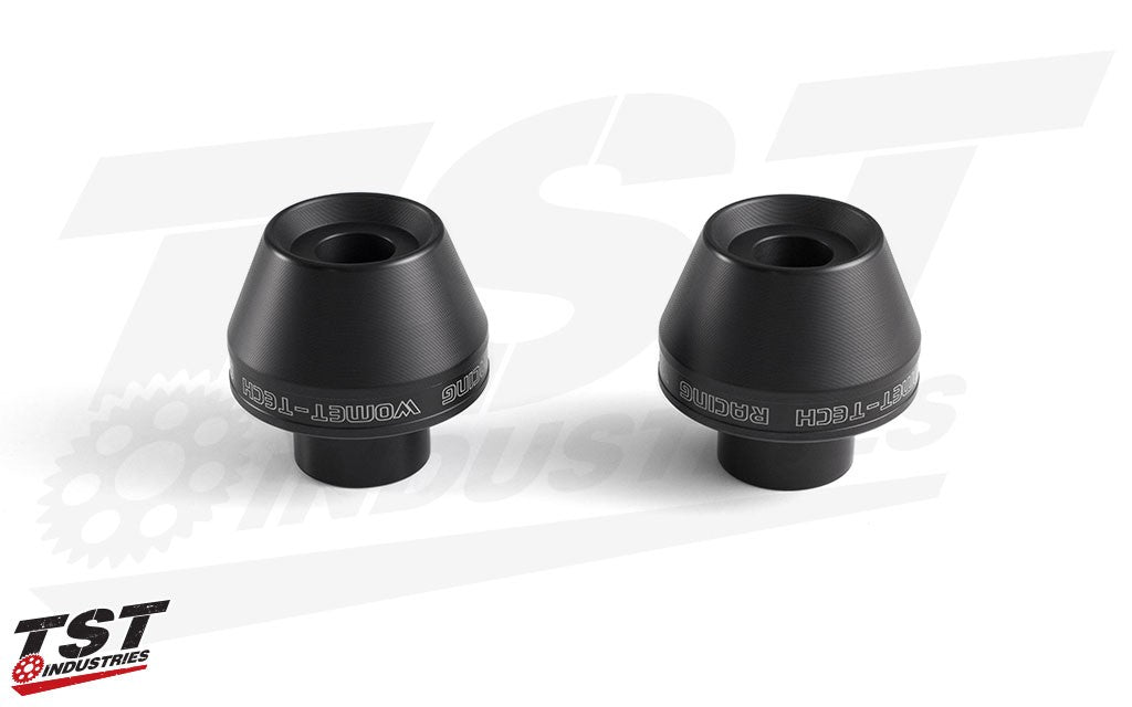 Robust delrin sliders provide crash protection.