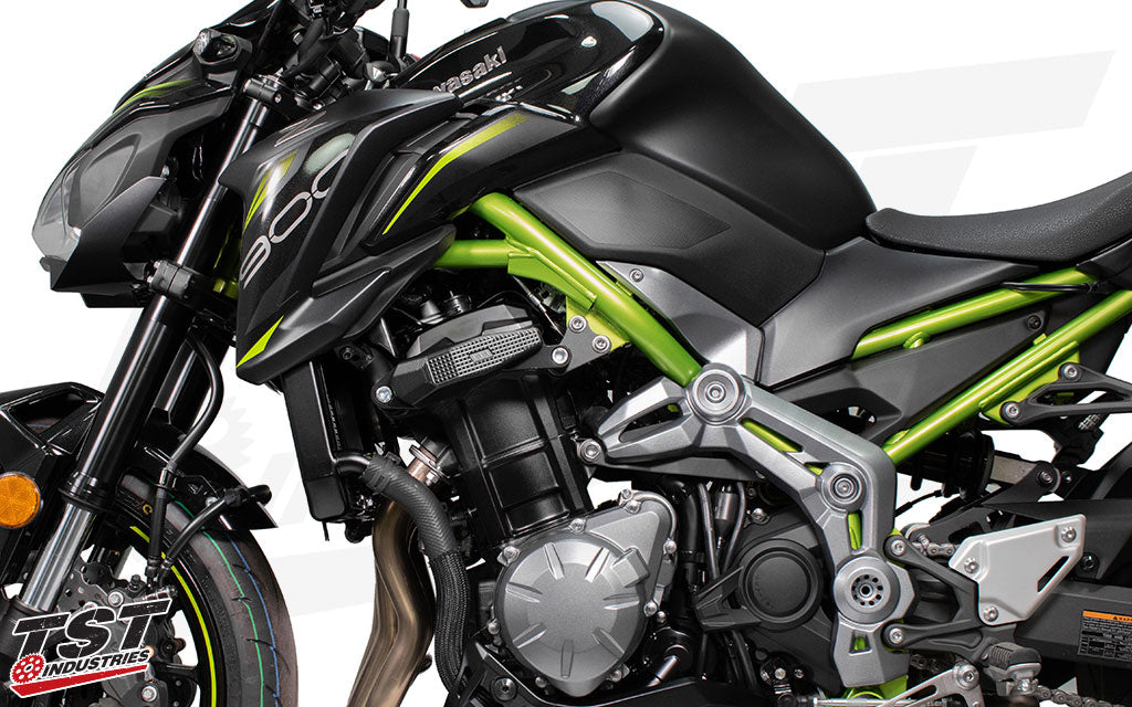 Womet-Tech Evos Edition Frame Sliders installed on the 2017+ Kawasaki Z900 / Z900RS