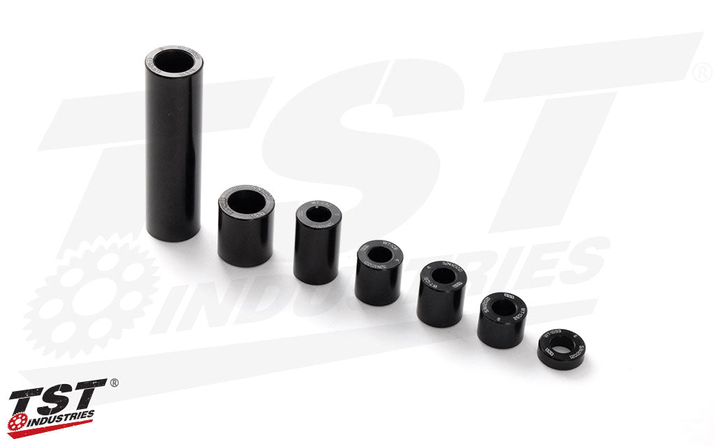 High quality anodized aluminum hardware spacers aid in providing rugged durability.