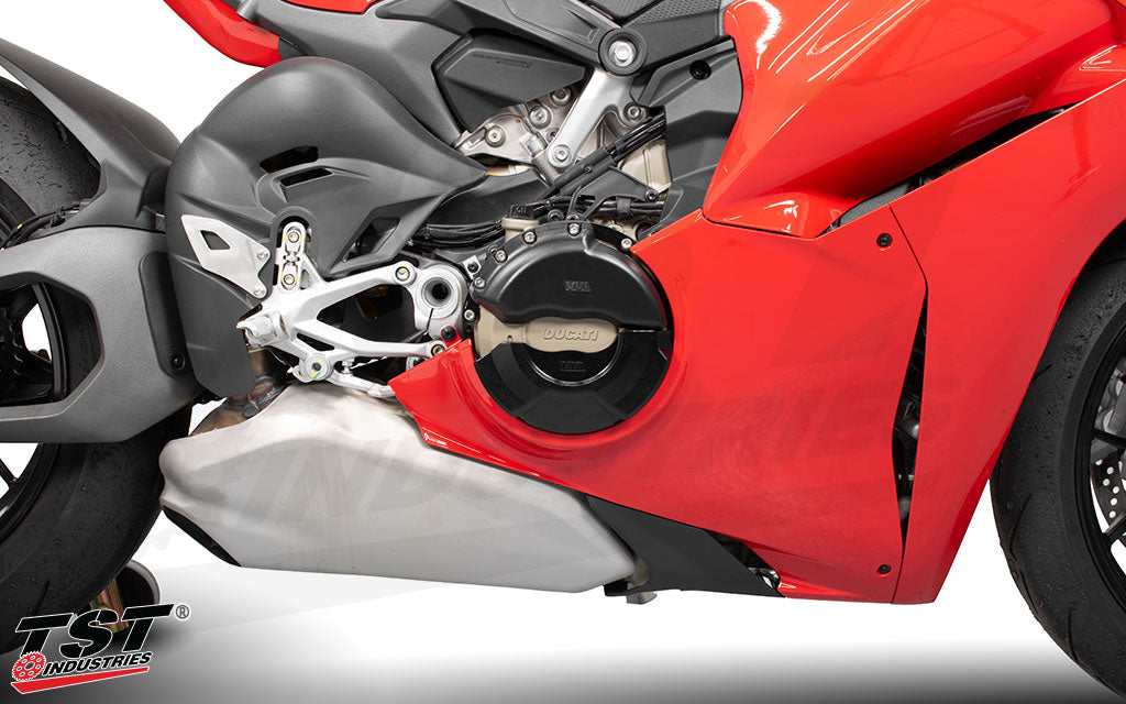 Womet-Tech Clutch Cover Protector installed on the 2025 Ducati Panigale V4.