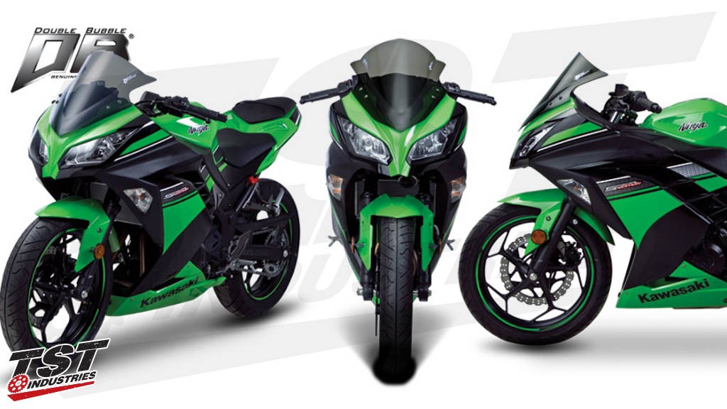 Kawasaki Ninja 300R / 250R with a Zero Gravity Double Bubble windscreen.