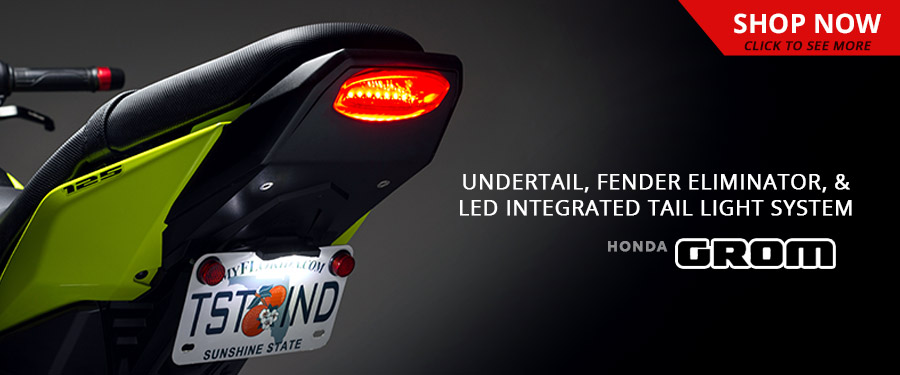 Upgrade your 2017+ Honda Grom with the TST Industries LED Integrated Tail Light and Undertail System.