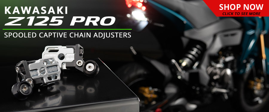 Upgrade your Kawasaki Z125 with our all new Spooled Captive Chain Adjusters