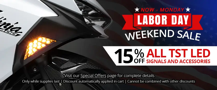 Save 15% on all TST Industries LED Turn Signals.