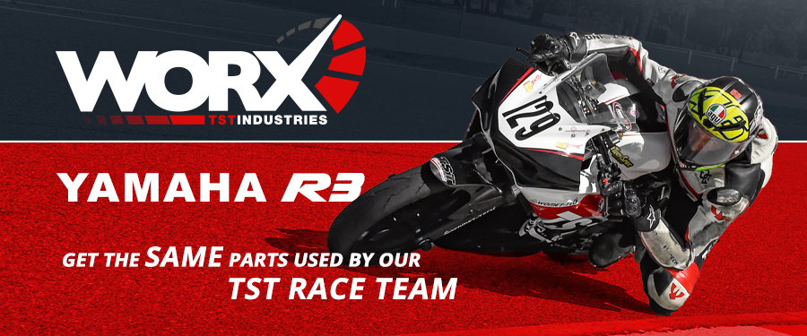 Build your Yamaha R3 track bike with TST Industries WORX Program.