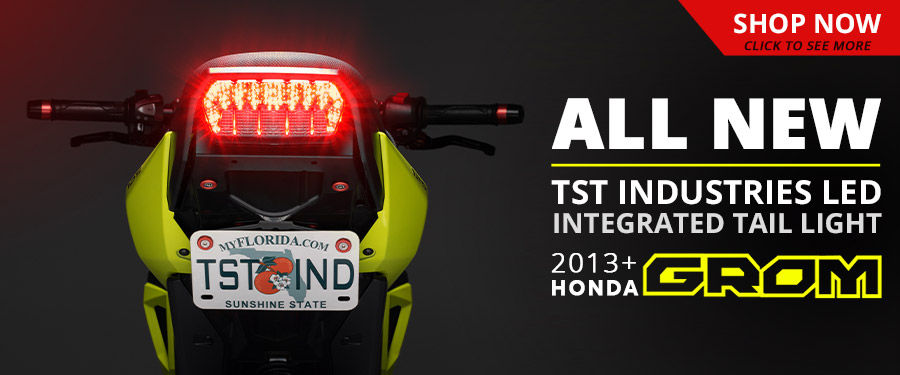 TST LED Integrated Tail Light for 2013+ Honda Grom features a unique design and programmable and sequential features.