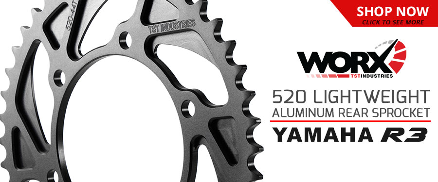 Take your Yamaha R3 or MT-03 to the next level by improving performance and component weight with the TST WORX 520 Ultralight Rear Sprocket.