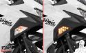 Compare the stock Ninja 400 turn signals to the TST Nexus Turn Signals.