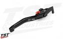 Shorty lever design enables two finger actuation.