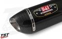 The Yoshimura R-77 canister features a carbon fiber canister.