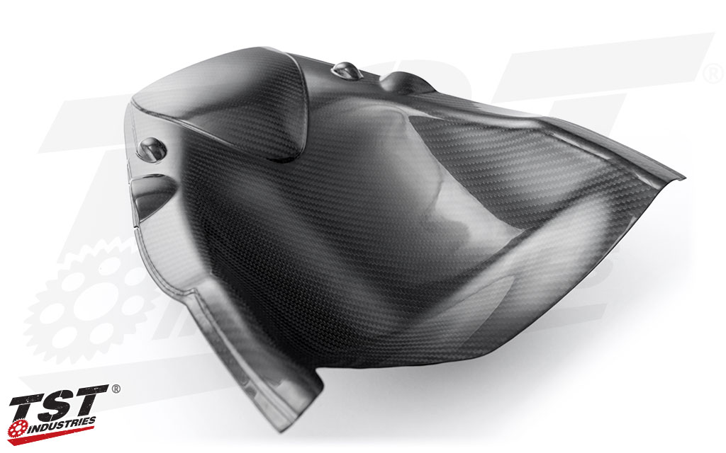 Upgrade your Honda CBR600RR with a carbon fiber undertail panel to cover the unfinished and empty tail section.