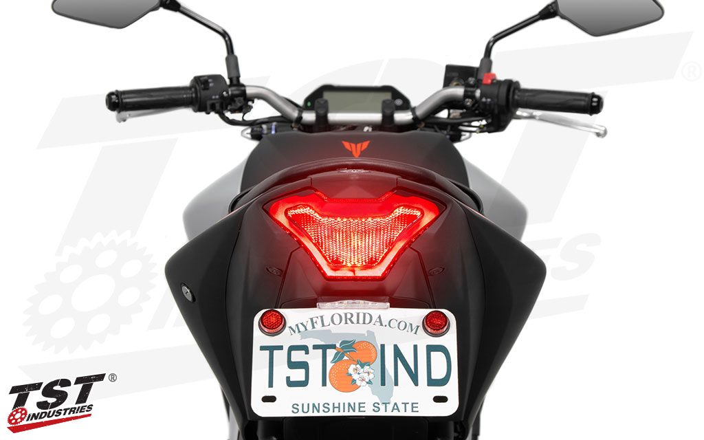 Bright LEDs demand attention on the road when your riding your Yamaha MT-03.