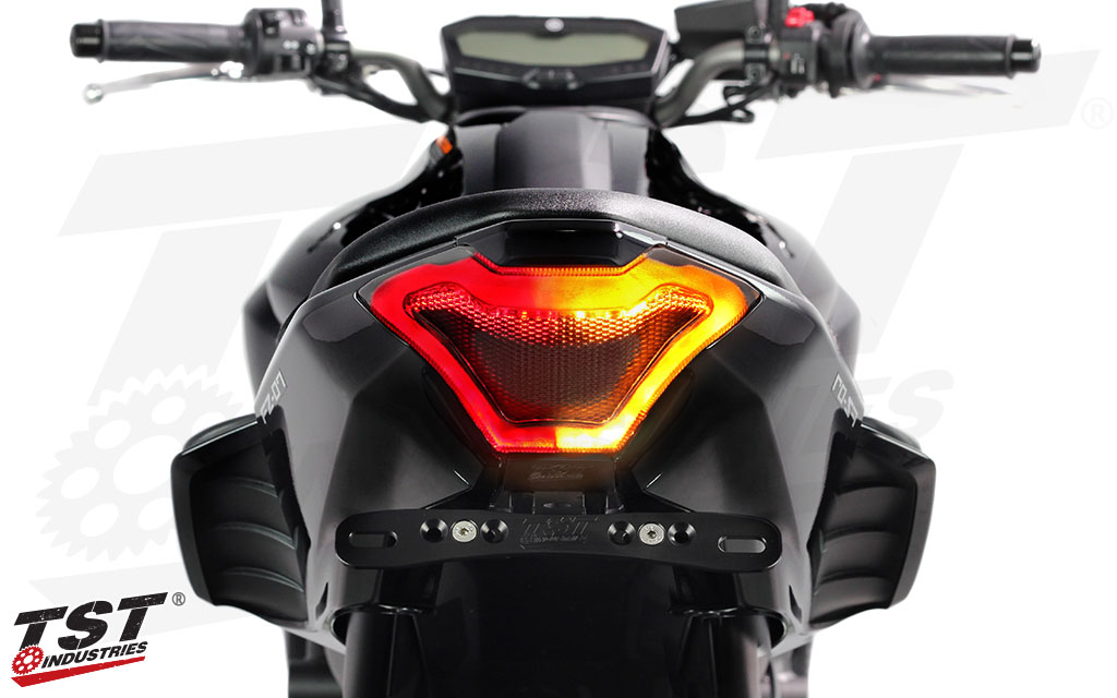 Built-in turn signals eliminate the need for dedicated turn signals on the rear of your Yamaha.