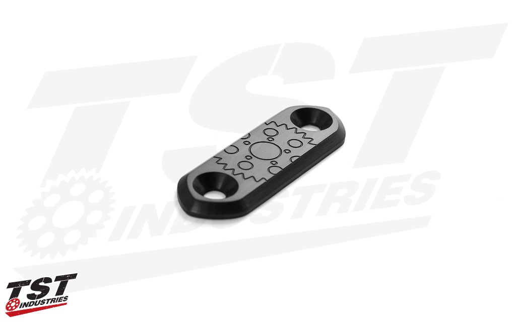 Engraved TST Industries gear logo and durable black anodized finish.
